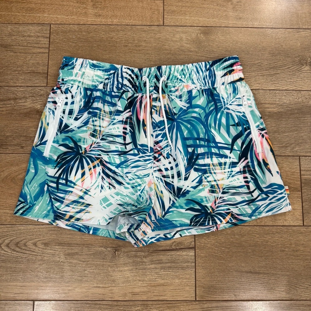 Ocean Pacific OP Shorts Womens Large Tropical Print Side Pocket Surf L